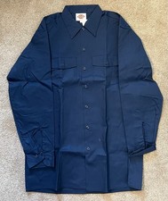 Dickies Men's Workwear Long Sleeve Shirt Dark Navy 16-16.5 Vintage 1990s New
