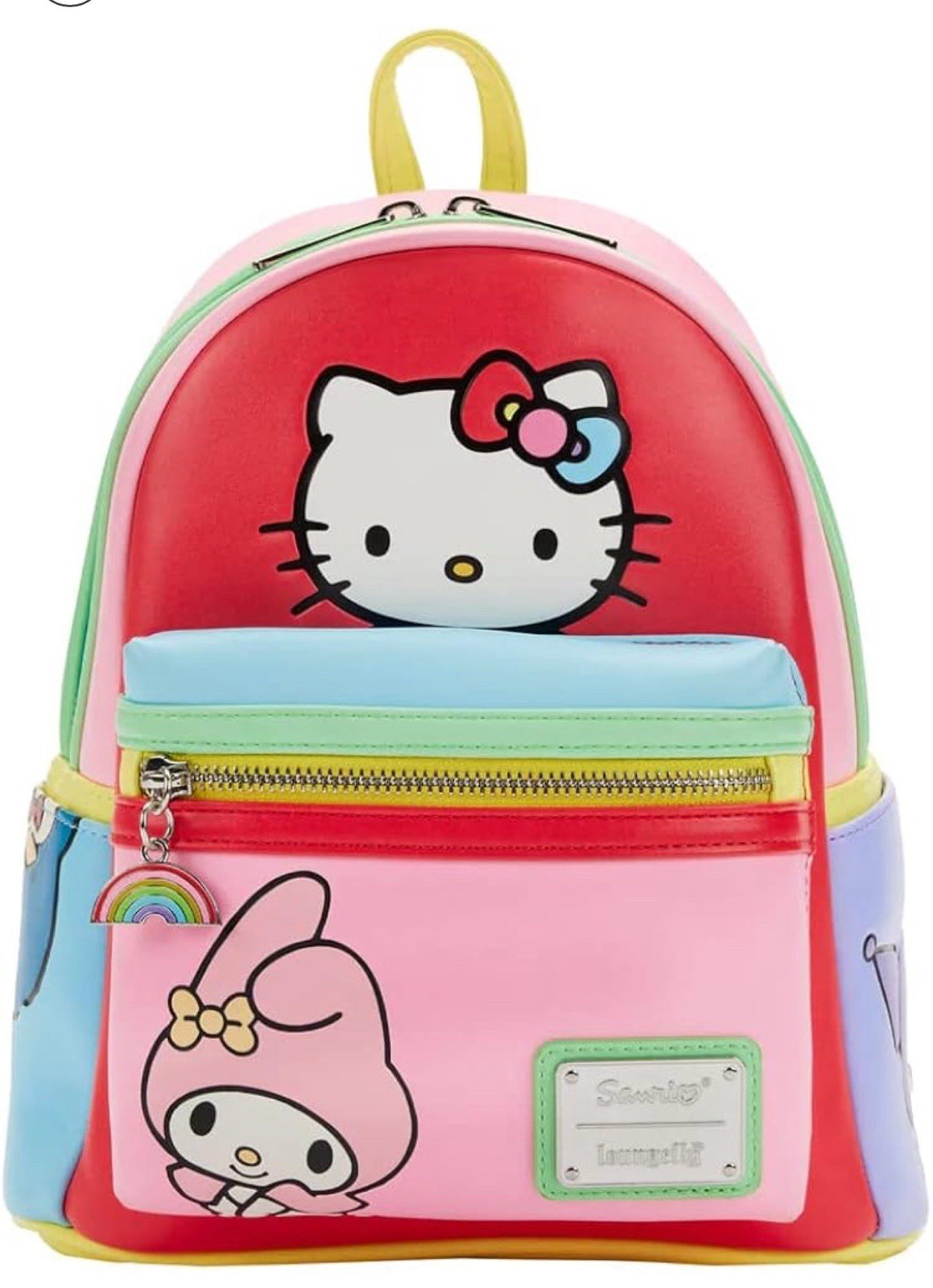 LOUNGEFLY Sanrio Hello Kitty And Friends Color Block Backpack 10 3/16in EUC