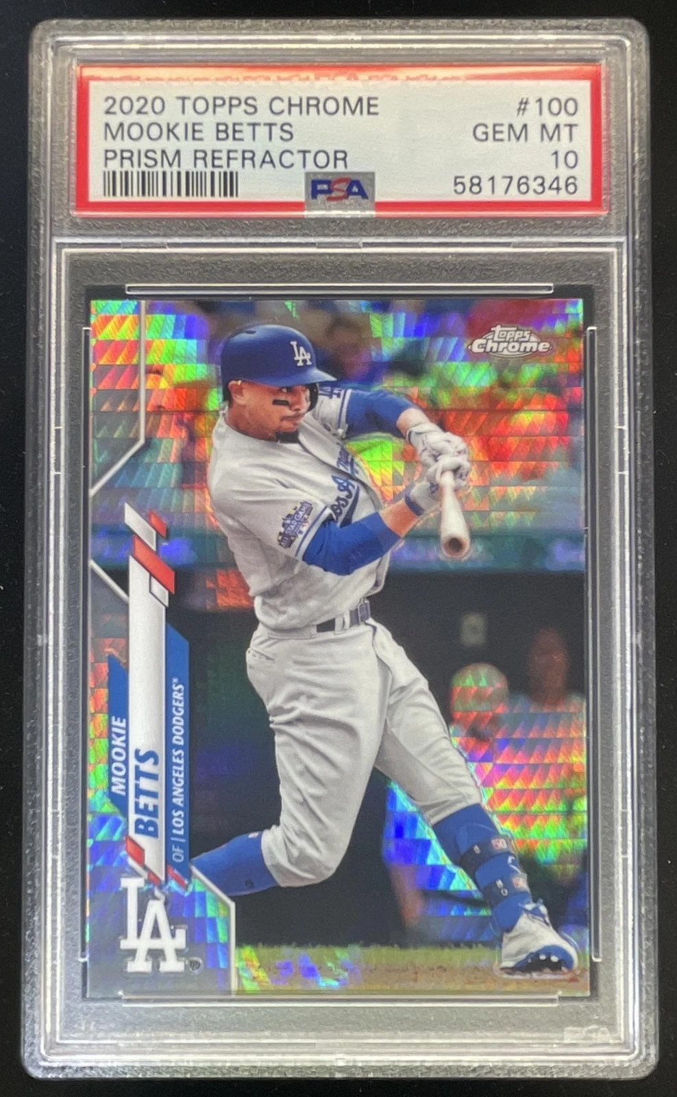 2020 Topps Chrome Prism Refractor #100 Mookie Betts PSA 10