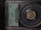 1911 D Barber Dime Pcgs AU 50 OGH