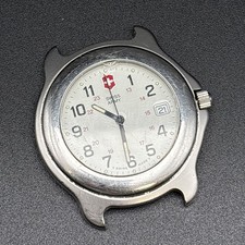 Vintage Swiss Army Wrist Watch Men Silver Tone White Dial 330 Feet-Watch Only