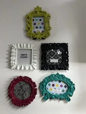 SET Of Five Mini Resin Fancy Picture Frames 5 Different Shapes And Colors