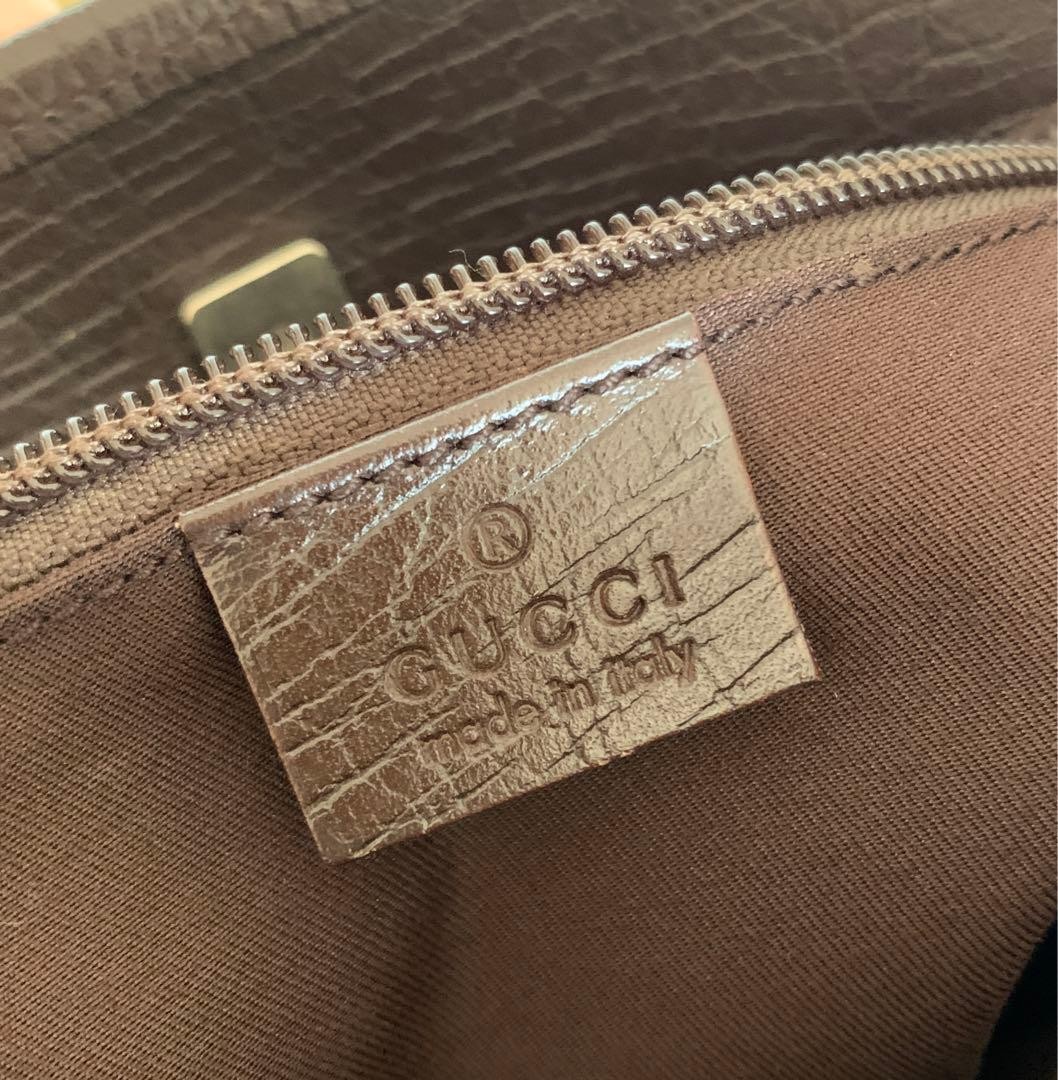 GUCCI GG Supreme PVC Leather Tote Bag Large Brown Authentic Excellent thumbnail 13