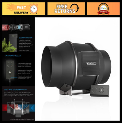 Quiet 6'' Inline Duct Fan with Speed Controller - EC Motor Ventilation Exhaust fo