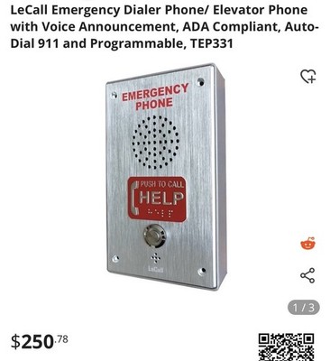 TEP331 Emergency Dialer Phone Elevator ADA Compliant Auto-Dial 911 Voice Program