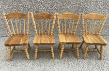 Set 4x Vintage Wooden 1/12 Scale Doll House Spindle Back Farmhouse Dining Chairs