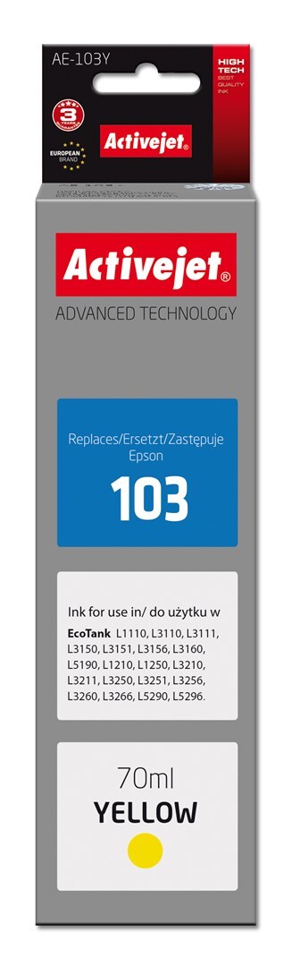 5901443120759 Аккумулятор Activejet AE-103Y Tinte оригинальный аккумулятор Epson 103 C13T00S44A Supreme 2490₽