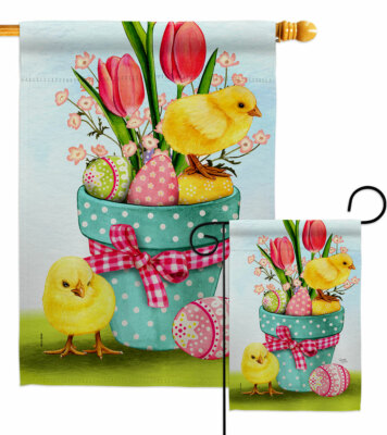 Chicks On Eggs Garden Flag Springtime easter Decorative Gift Yard House Banner