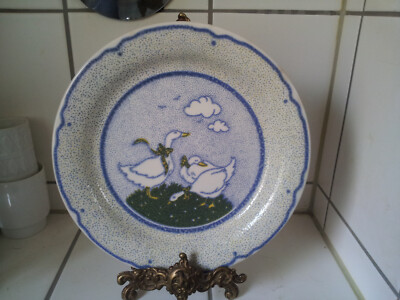 Kuchenteller aus Keramik v. EIT England m. Gänsedekor,Goose,17,5cm,Gebraucht,Top
