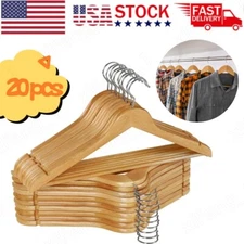 5/10/20Pcs Wooden Hangers Suit Hangers Premium Natural Finish Cloth Coat Hangers