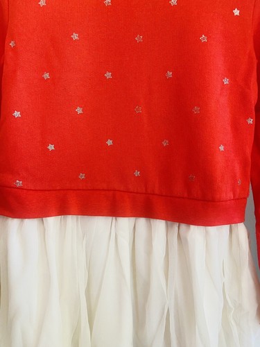 Tucker + Tate Dress Long Sleeve Red Sweatshirt Star Top Cream Tutu Bottom Girl 4 - Picture 2 of 4