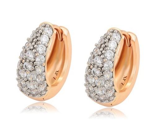 Luxus Ohrringe Creolen Zirkonia 750er Gold 18K vergoldet Gelbgold Damen 16mm - Bild 5 von 5