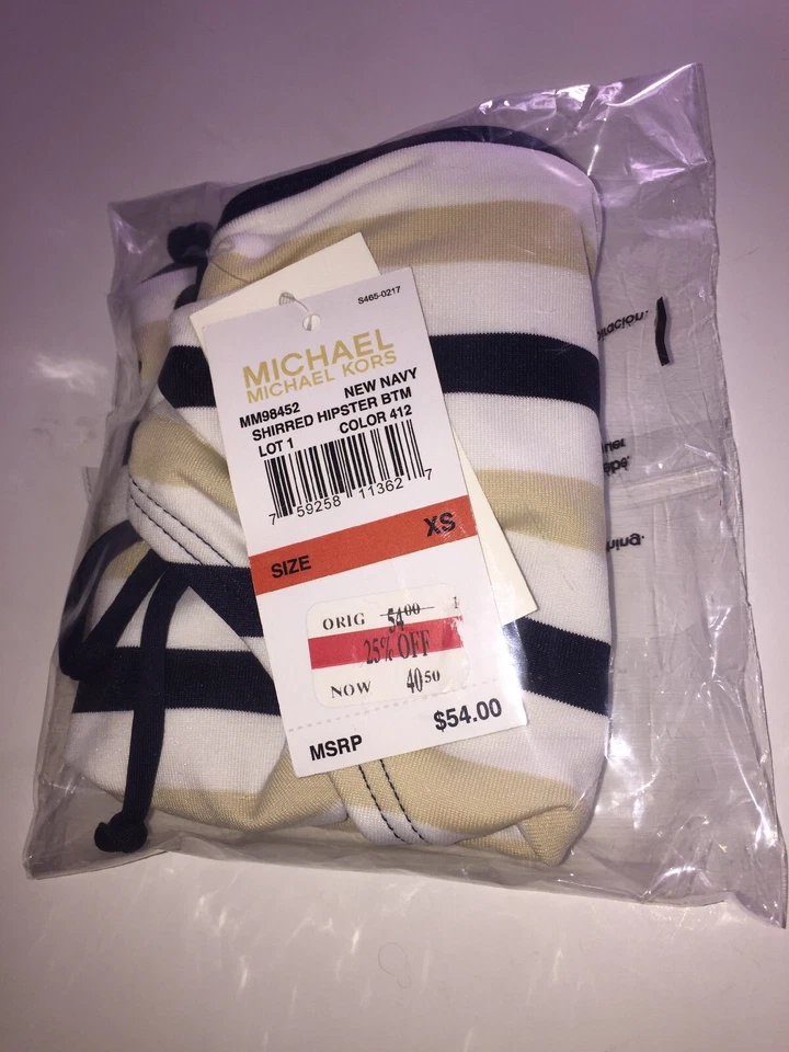 Traje de baño inferior de bikini hipster a rayas XS de Michael Michael Kors para mujer $54 Foto 3 de 4