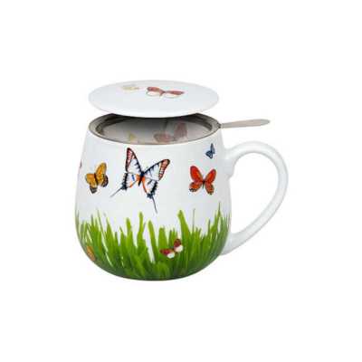Teetasse mit Sieb und Deckel Schmetterlingswiese Könitz 