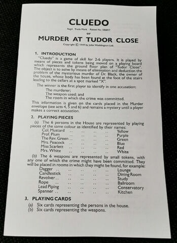 Cluedo Hinweis Ersatzteile 1949 1965 1972 Regeln Detektivnotizen Mordkarten Umschlag - Bild 12 von 12