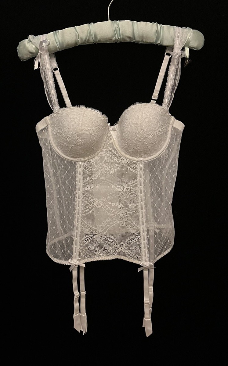 Aubade Paris White Lace Ribbon Top Basque UK