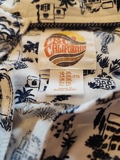 C&c California Button Up Mens 2lx Shirt Blue And White Palm Trees