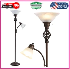 Torchiere Floor Lamp for Living Room, LED Standing Reading Light for Bedroom wit