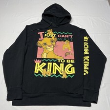 Disney The Lion King Hoodie Mens Medium Simba Art Black Pullover Hipster 90s Art