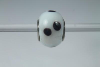 'Poka Dot Glass' White Burgundy And Silverstone Bead By DaVinci #DB NEW