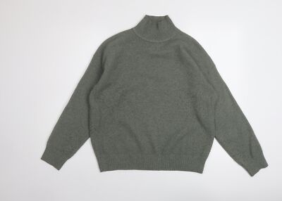 Marks and Spencer Damen Pullover Pulli grün Stehkragen Polyester Größe S