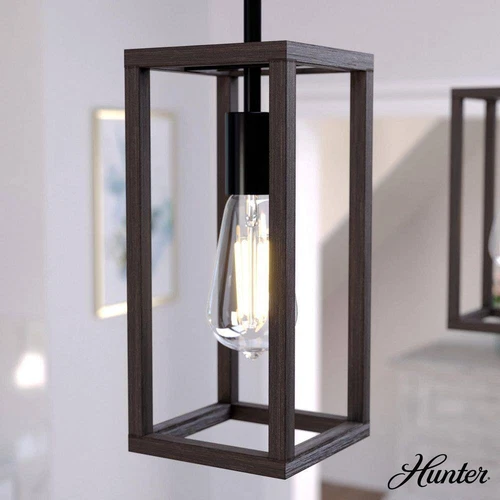 Hunter Squire Manor 1-Light Matte Black Island Mini Pendant Light - Picture 1 of 7