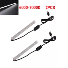 2X Portable USB LED Hard Strip Bar Light Tube Under Cabinet Lamp W/On/Off Switch