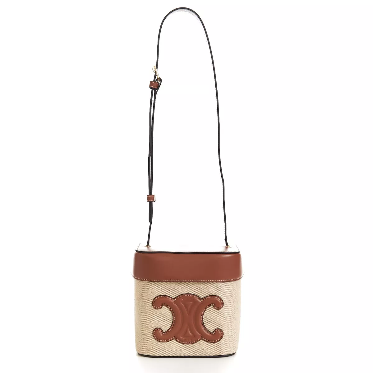 LONG POUCH WITH STRAP CUIR TRIOMPHE IN TRIOMPHE CANVAS AND CALFSKIN - TAN