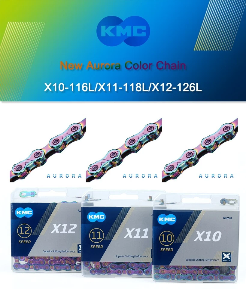 KMC 10/11/12 скорость X10 X11 X12 Aurora велосипед MTB дорожный велосипед цепи для Shimano - Изображение 3 из 4
