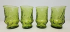 Set Of 4 VTG Anchor Hocking Rainflower Avocado Green Juice Glasses MCM USA EUC