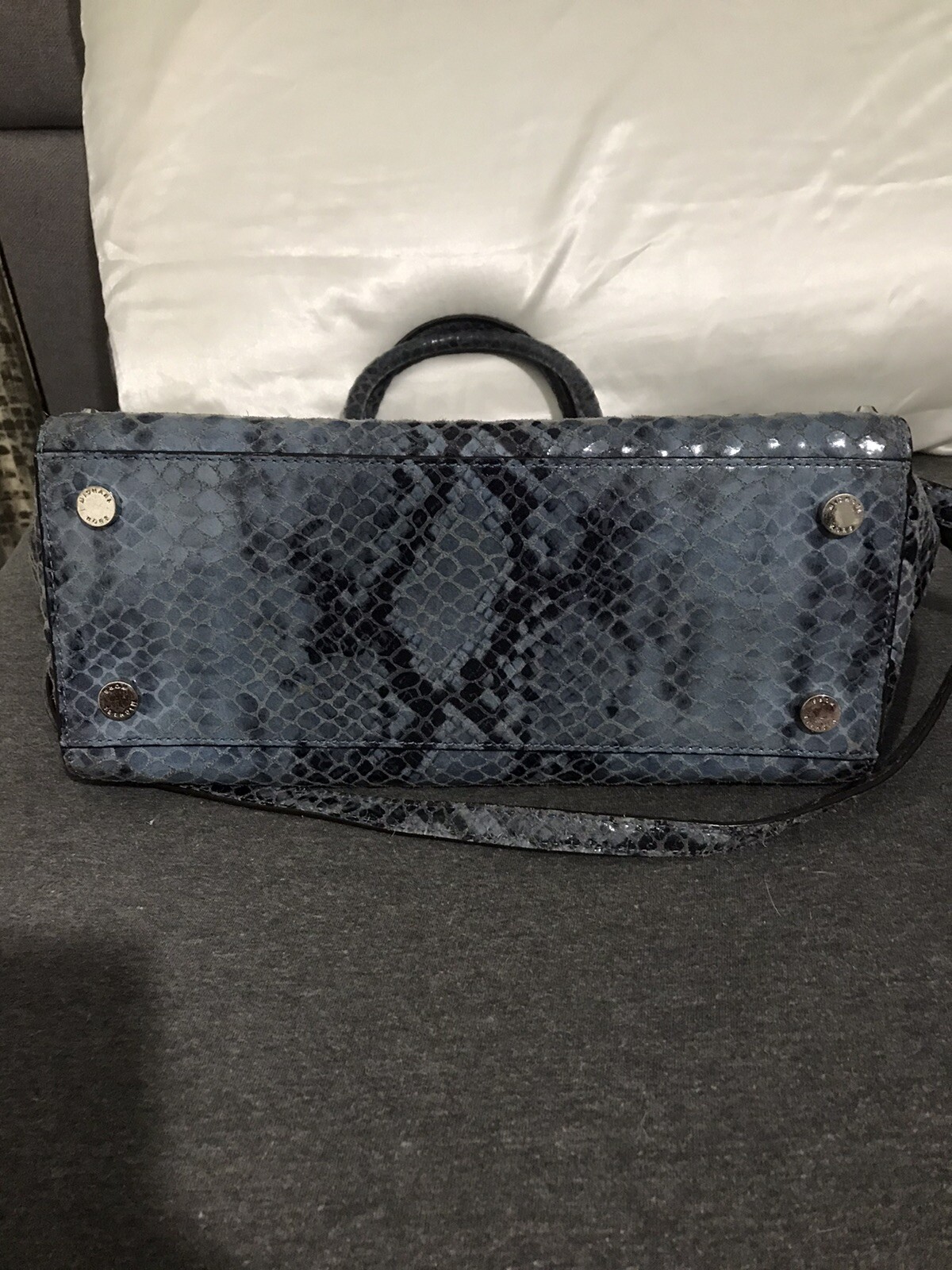 Michael Kors Selma Blue Embossed Python Satchel - image 6