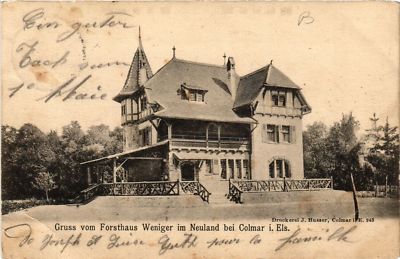 Old postcard postcard greeting from the forest house less in new territory near Colmar i. Els (741176)