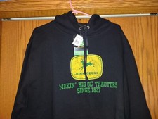 NWT NEW SWEET Mens John Deere Brand Tractor Black Hoodie Sweatshirt Mens XL    