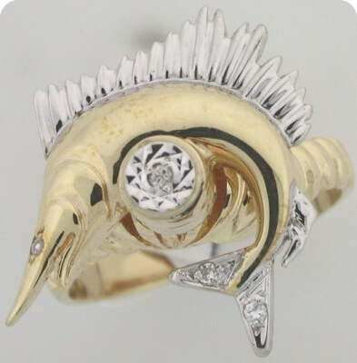 Marlins Ladies Motion Ring 14K Gold - FL885