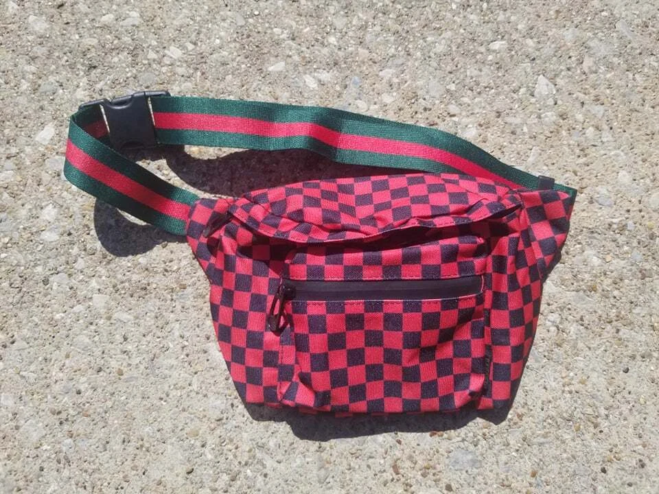 Bascom Projects Crossbody Waist Bag Fanny Pack Belt Festival Pouch Checkered