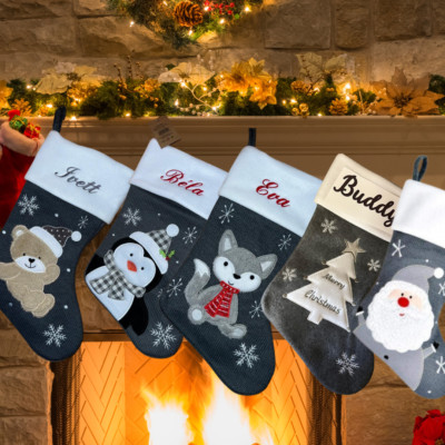 Personalisierter Weihnachtsstrumpf Xmas bestickt Jungen Mädchen Baby Strumpf Sack