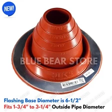Flexible Roof Jack Pipe Boot Metal Roofing Pipe Flashing Fit 1-3/4" to 3-1/4" OD