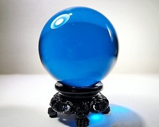 80mm Blue Crystal Ball, Blue Glass Scrying Sphere, 3.15 inch