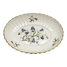 Spode Campanula Sweet Meat Dish Oval Blue Wildflowers Bone China England 7 7/8