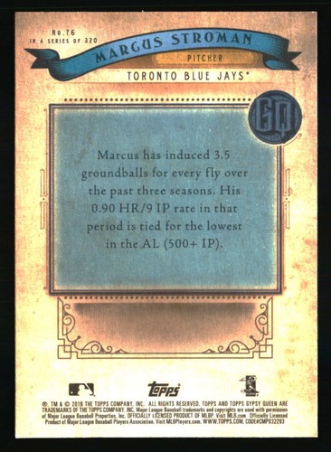 Marcus Stroman 2019 Topps Gypsy Queen #76 BASEBALL Card - Picture 2 of 2