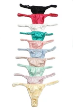  6 Pieces 100% Pure Silk Women's String Thong Panties Size S M L XL 2XL 3XL