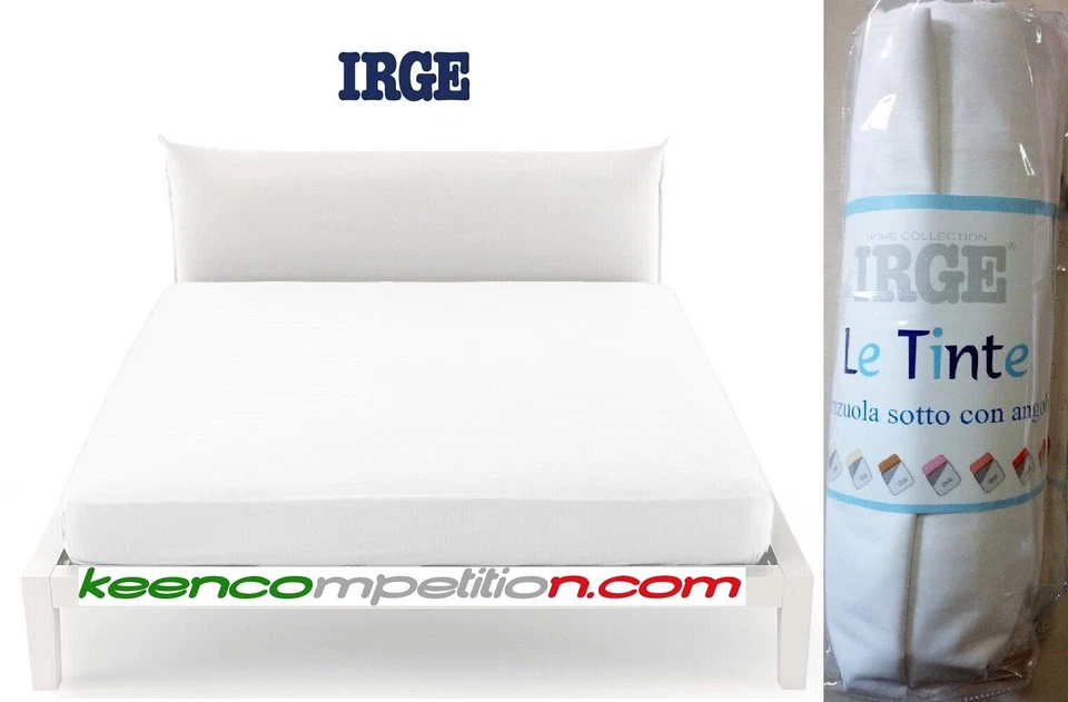 Irge Lenzuola Matrimoniale sotto con angoli in tinta unita Bianco in Cotone