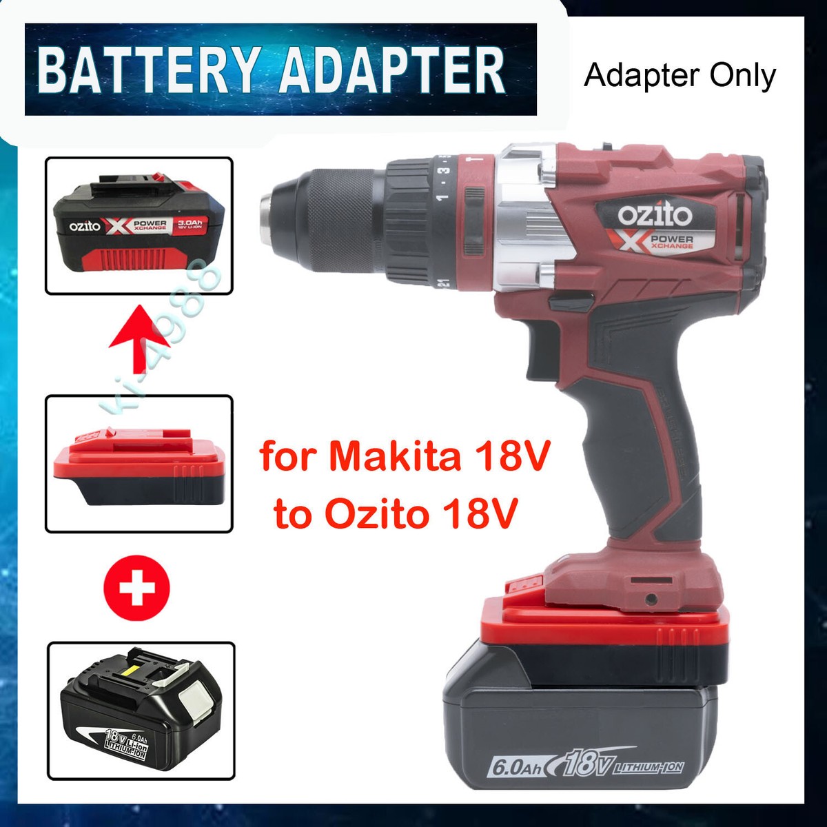 Battery Adapter For Ozito 18V Cordless Tools Work with Makita 18V