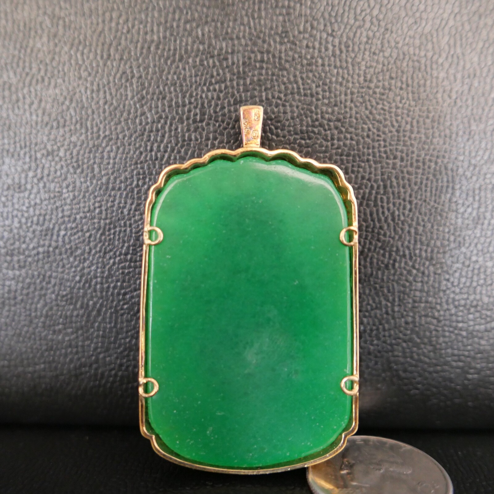 Large Solid Jade & Diamond 925 Silver Buddha Pena… - image 4