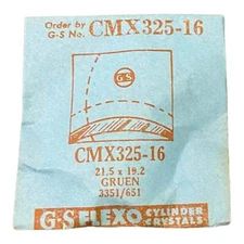 Germanow-Simon Mach (GS) CMX325-16 Watch Crystal 21.5x19.2 NOS Part Flexo Gruen