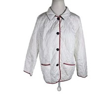 Charter Club Wms XL White Mauve Trim Poly Quilted Lt.Weight Jacket R14