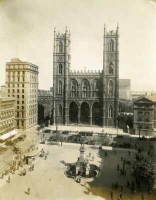 Kanada Quebec Montréal Place d'Armes Notre Dame Basilika altes Foto 1930