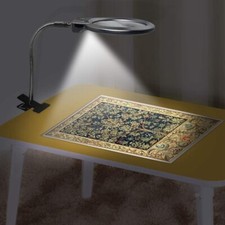 Magnifier Clip-on Lighted Table Desk LED Clamp Lamp 4x 6x Magnifying Glass