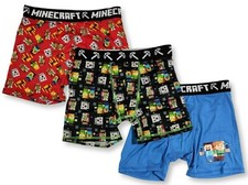 Minecraft Underwear Boys Small 6 Boxer Briefs 3-Pack Gift Set Gaming Steve Alex