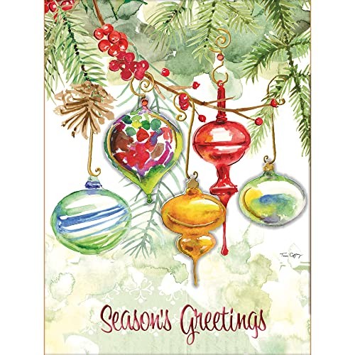 "Christmas Ornaments" Luxe Christmas Cards by Tim Coffey, 8 Cards with Matchi... - Picture 2 of 6